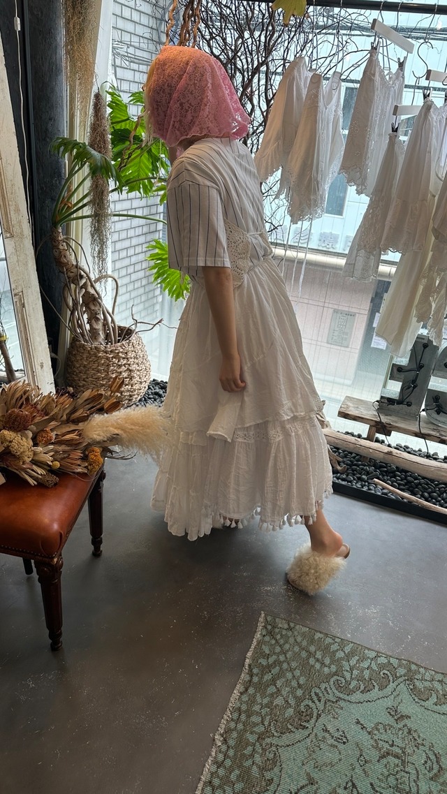 Cotton lace volume tired skirt 2