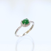 うる艶グリーン翡翠リング K10YG forest green jade diamond A貨翡翠 jd_rg2047