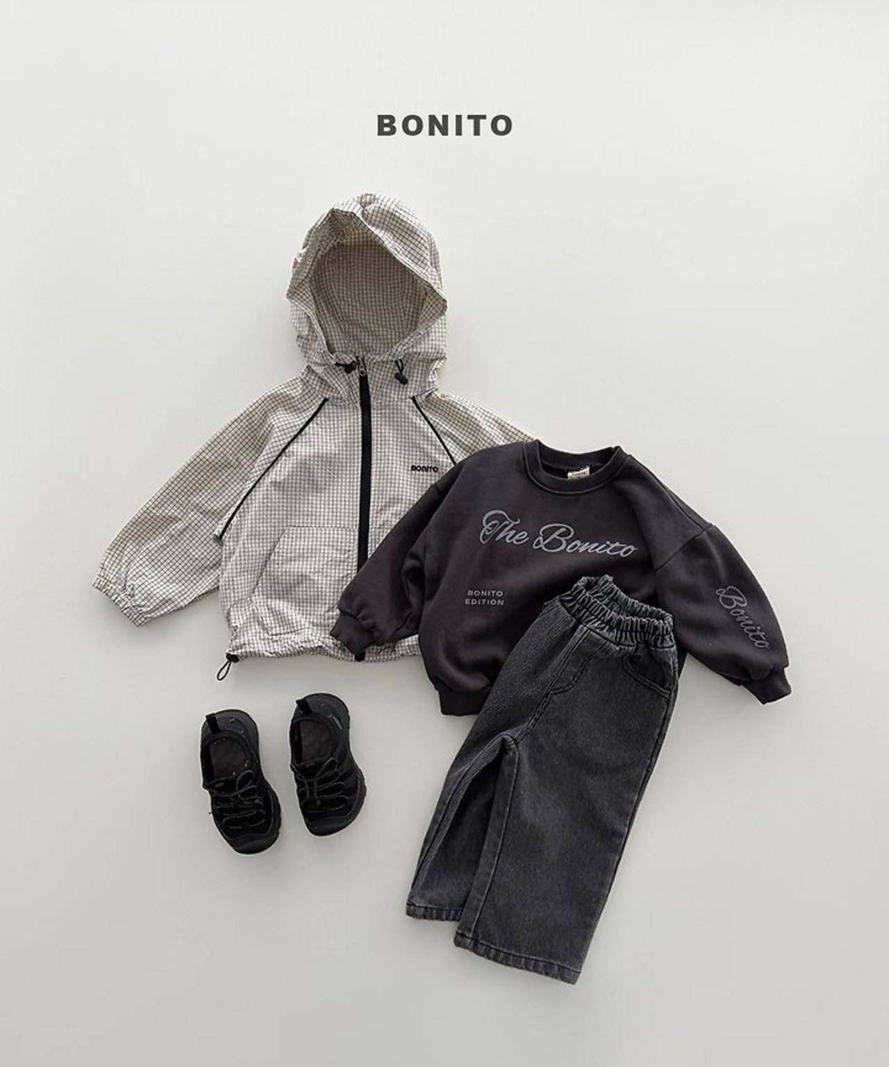 韓国子供服 / BONITO / 26Autumn / チェック柄パイピングウィンドブレーカー / 秋服 *アダルト *
