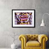 ミラージュ・ゴールド｜輝くメタリックフェイス×パープルストライプの大胆アートポスター｜モダン空間の主役に｜A4ポスター