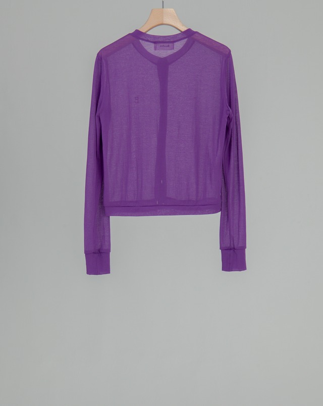 Sheer Crew neck Cardigan - Purple