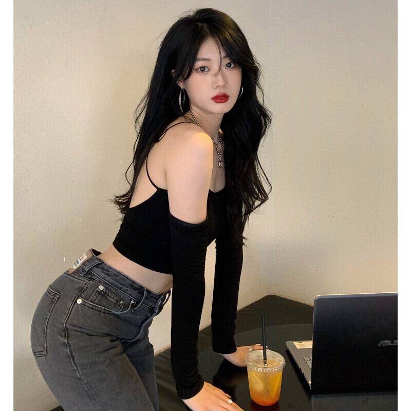 サマーバックショート薄手ブラックトップス 夏物 ガールズファッション32306913800