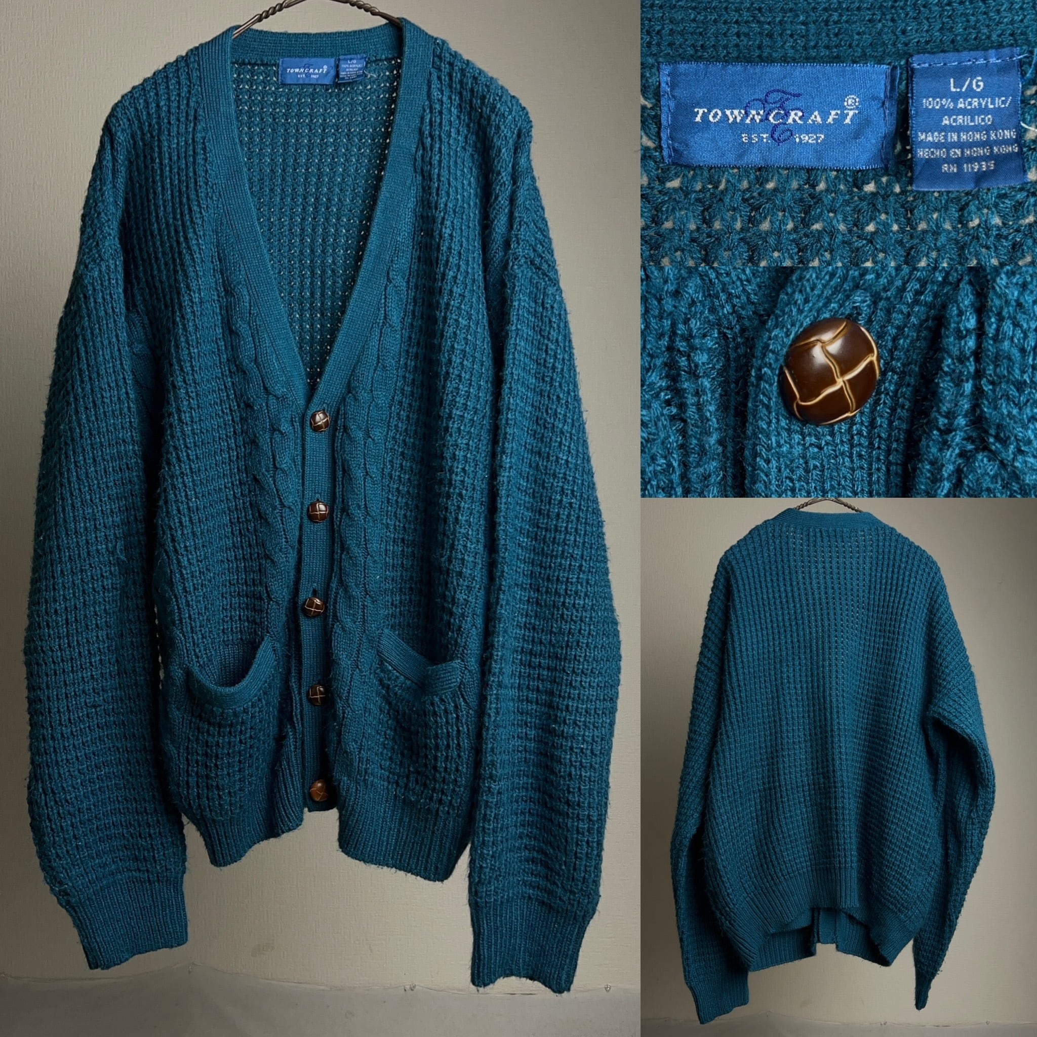 old TOWNCRAFT Knit Cardigan Blue SIZE L 90年代 タウン old TOWNCRAFT Knit Cardigan Blue SIZE L 90年代 タウン