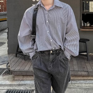 ブラックストライプカジュアルシャツ　0827