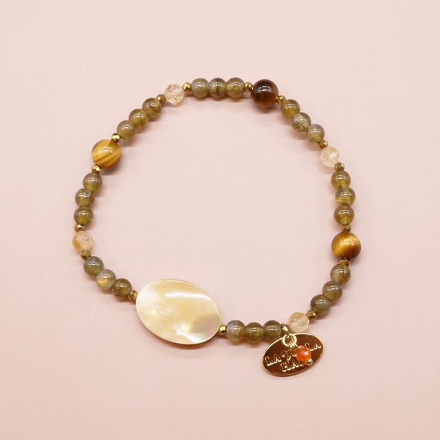 【Like a Honey Candy】シトリン×カイヤナイト×カオリン×バロックパール ブレスレット