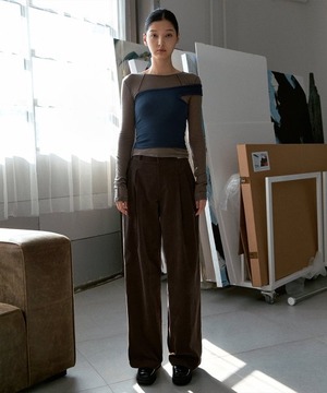 [SINOON] CORDUROY WIDE PANTS (BROWN)