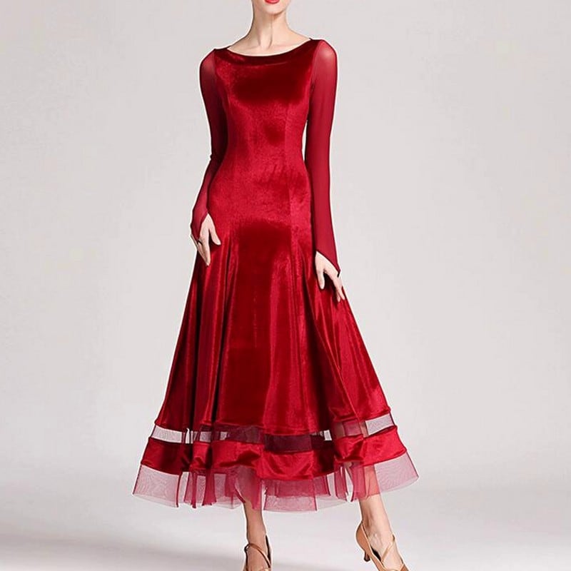 エレガンスフロー ロングスリーブ ダンスドレス ds0978