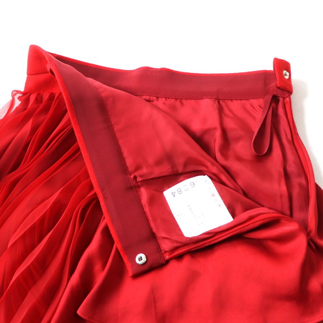 極美品◎正規品 Sacai サカイ 22-06384 レディース サテン×プリーツ  