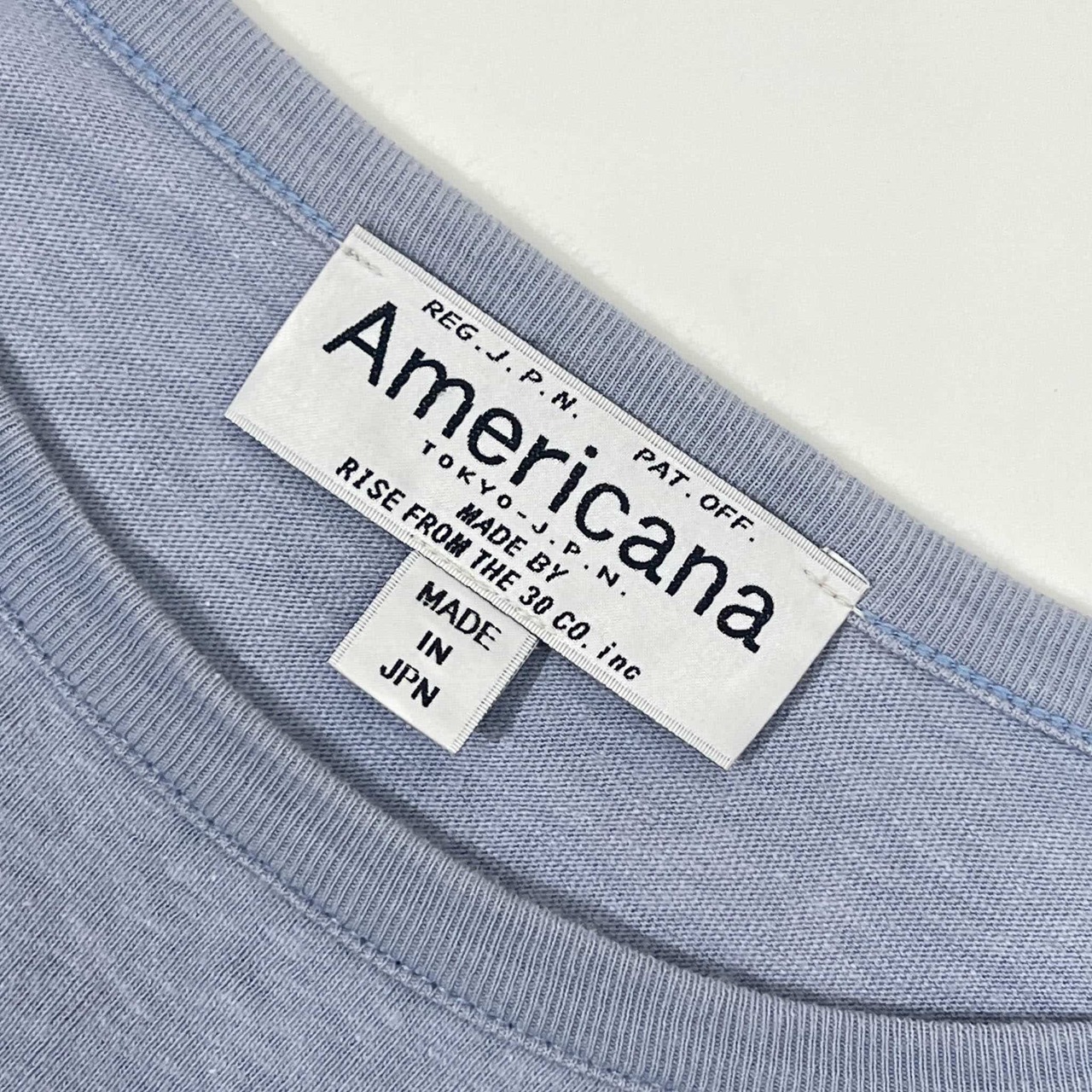 Americana アメリカーナ ボートネック 長袖 Tシャツ カットソー /くすみブルー系 日本製