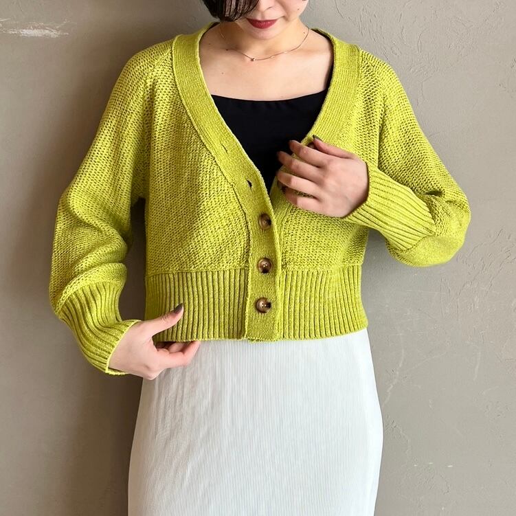 タグ付き新品テープヤーンカーディガン　イエロー ANGELINA】テープヤーンカーディガン | valance 福井｜レディース