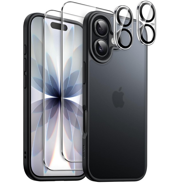 JETech iPhone 17用 5 in 1 マットケース (ブラック)