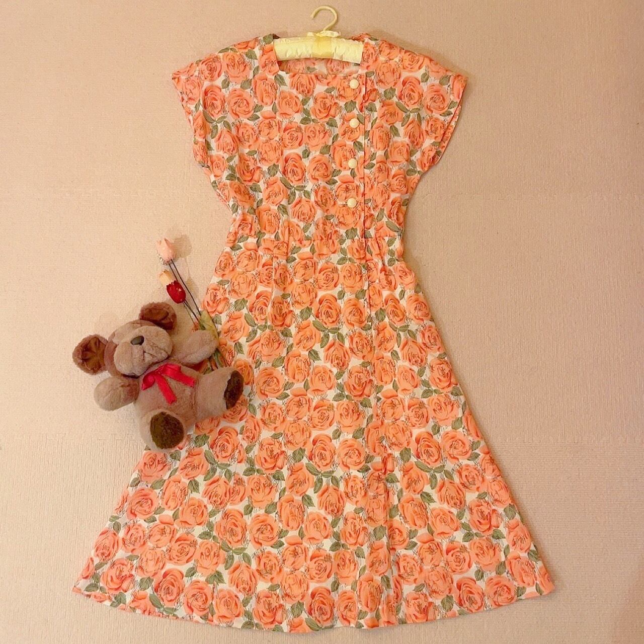 pink rose square neck one-piece