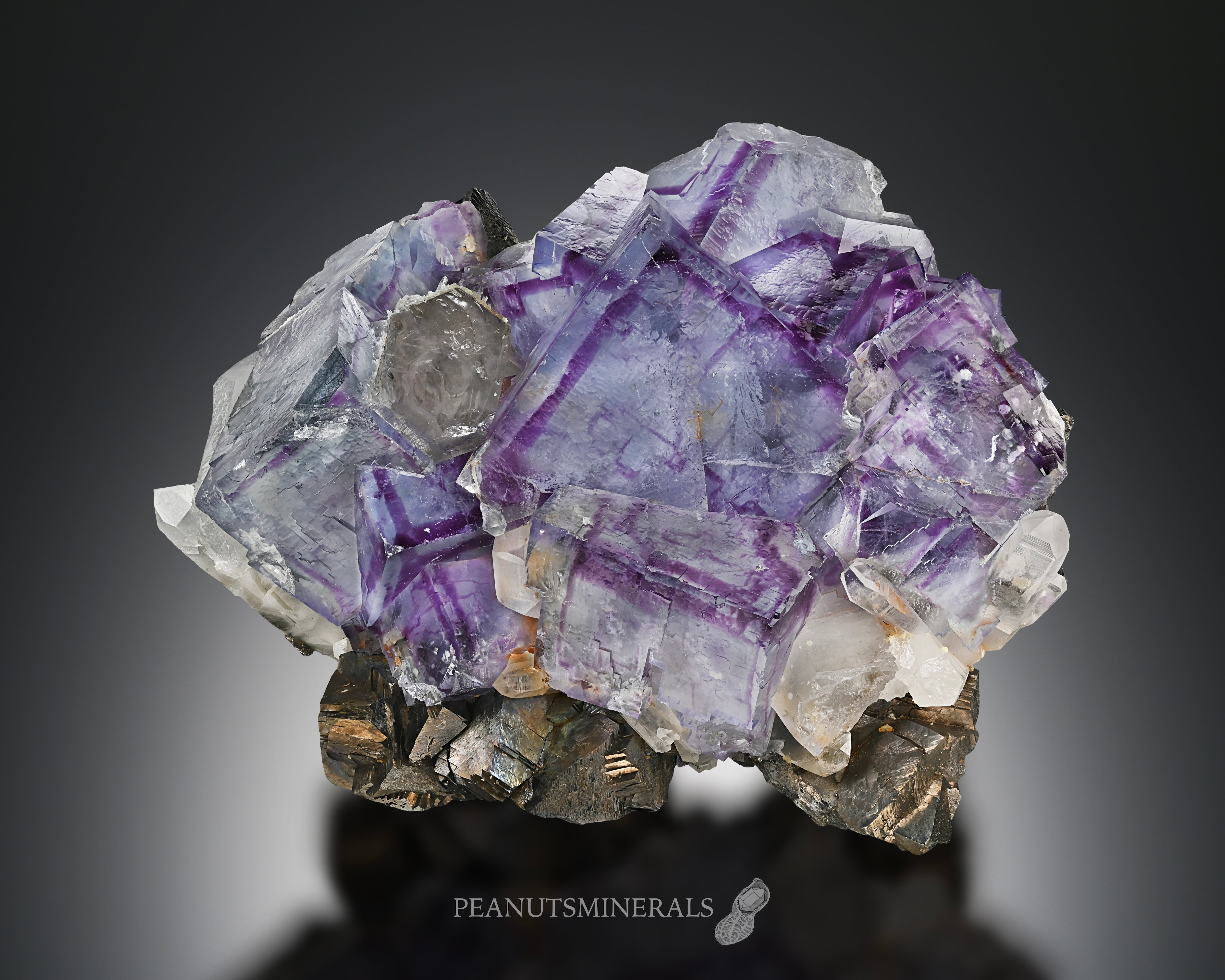 共生 フローライト＆アルセノパイライト＆クォーツ 蛍石 硫砒鉄鉱