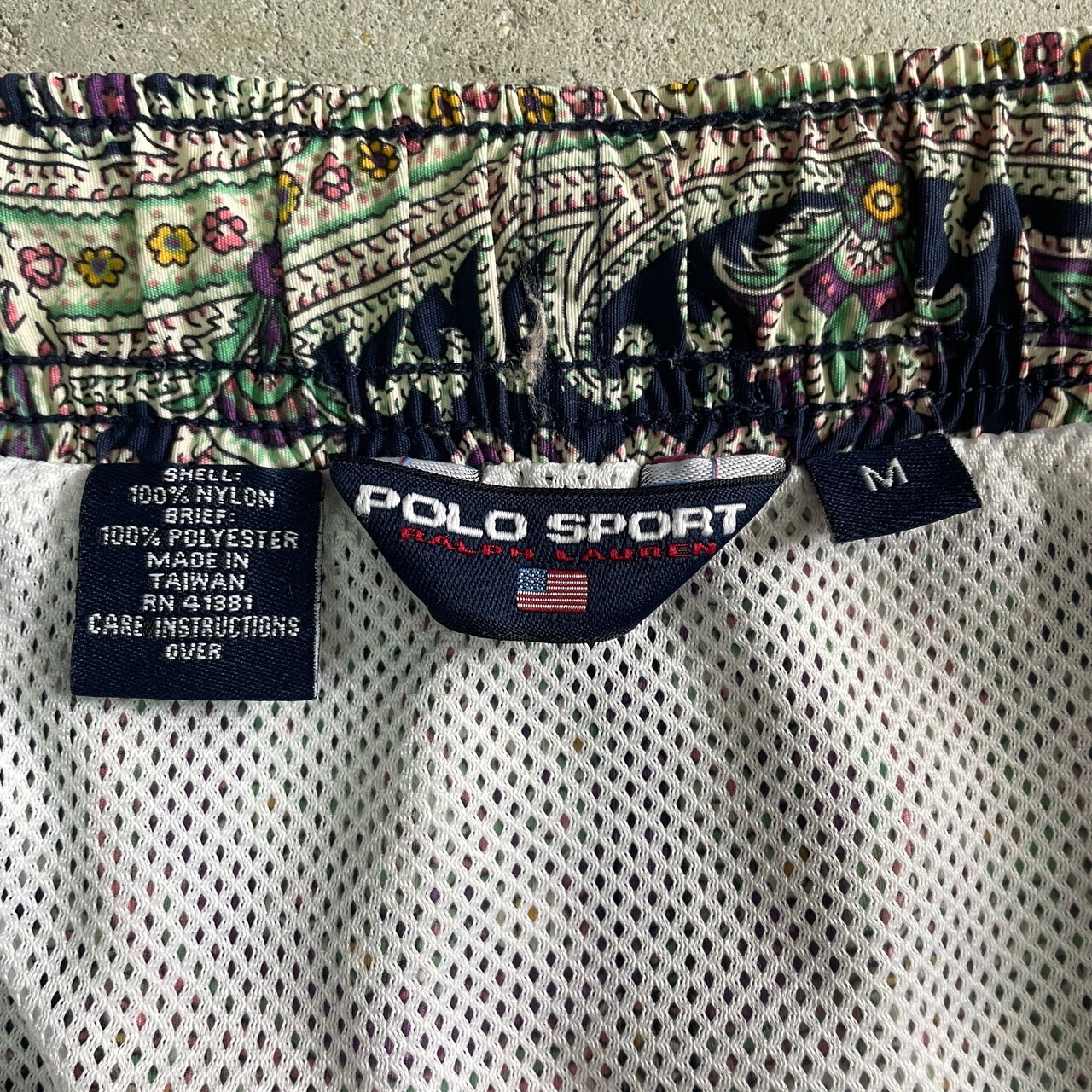 90年代 POLO SPORT ポロスポーツ ペイズリー 総柄 スイムショーツ 