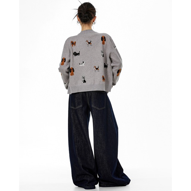 dog short knit cardigan　ドッグショートニットカーディガン　J0492