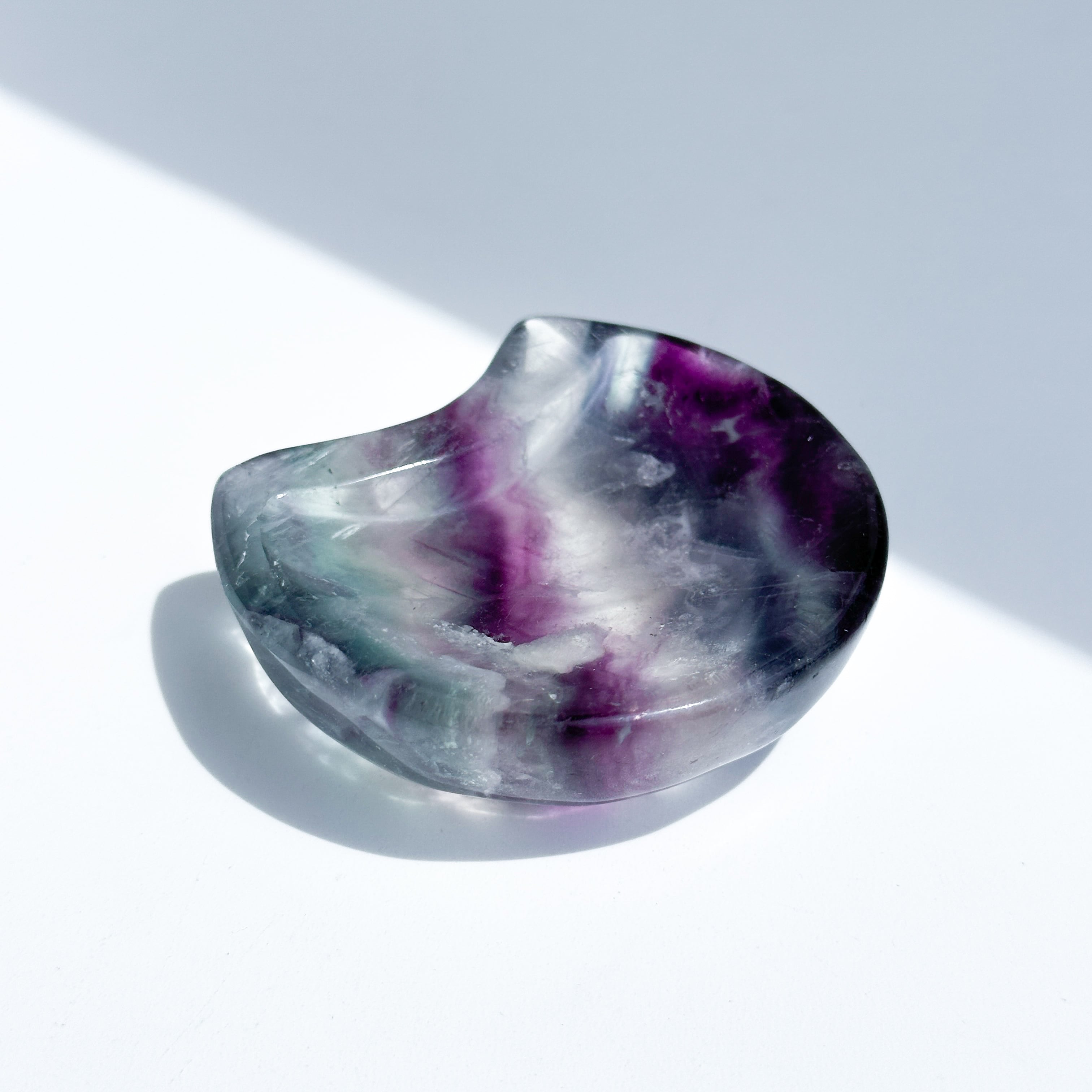 レインボーフローライト月型のうつわ03◇Fluorite◇天然石・鉱物