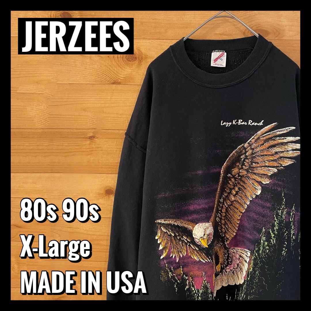 JERZEES : 80's～90's イーグルプリント ラグランスウェット