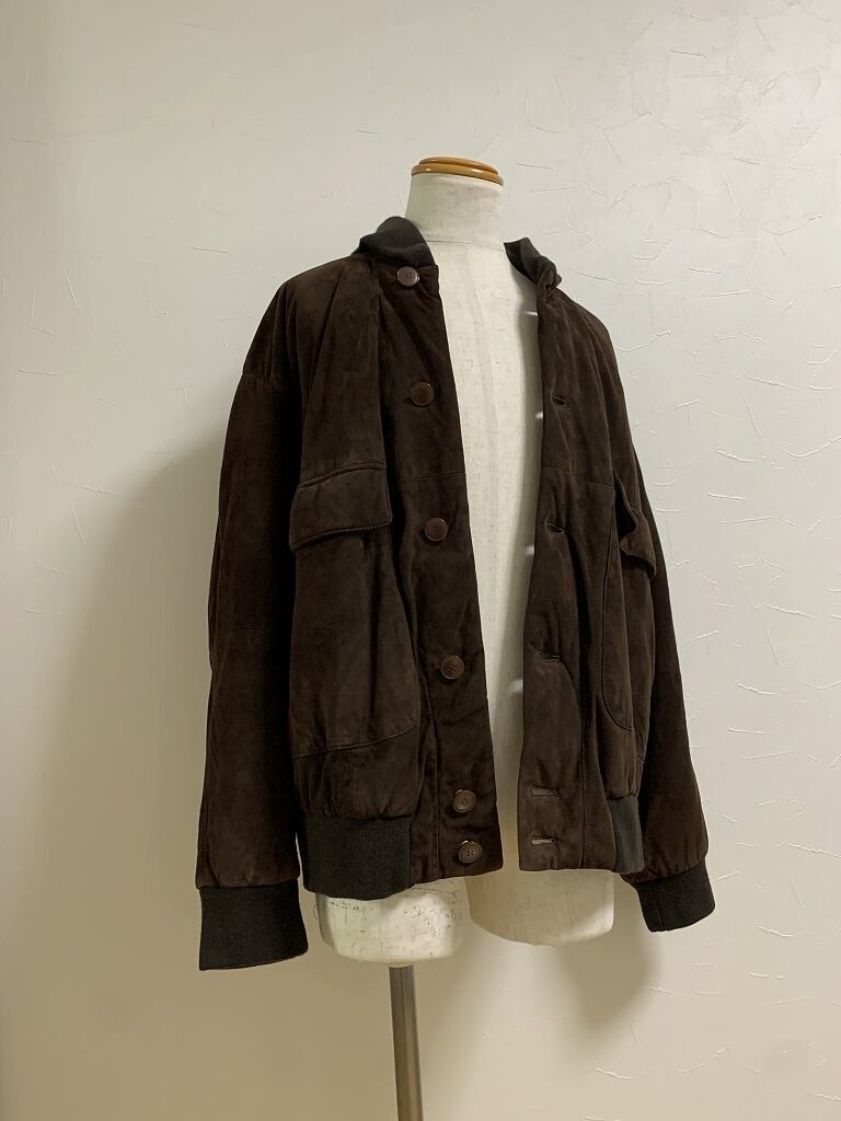 1990's Euro Nubuck Leather Padding Jacket