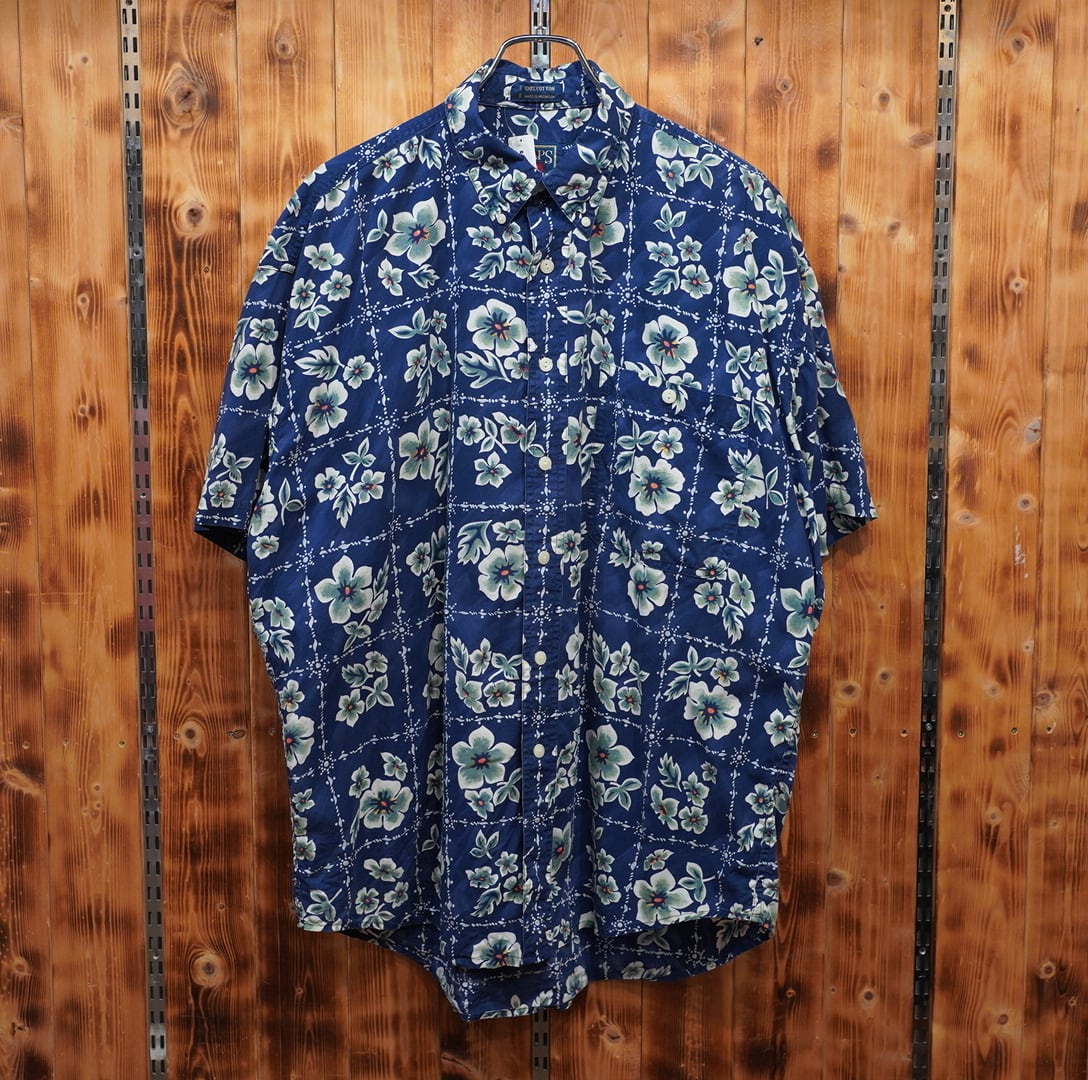 80s90s chaps ralphlauren 花柄 ボタンダウンシャツ L/チャップス ラルフローレン