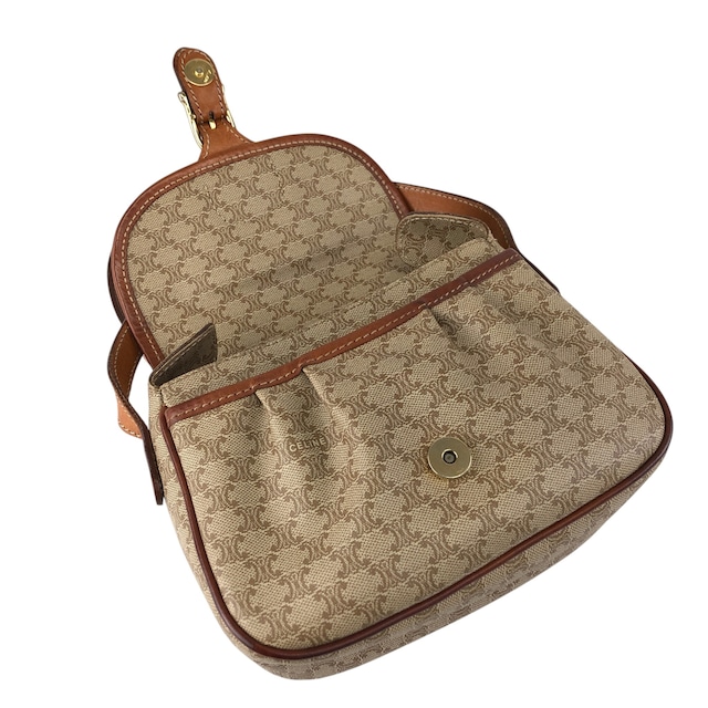CELINE セリーヌ マカダム ショルダーバッグ ベージュ フロントバックル PVC vintage ヴィンテージ オールド hx87nm