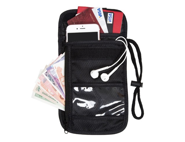 Worthfind 2018新しい安全財布パスポートホルダーrfid-隠し旅行首のネックスタッシュベルトポーチカードバッグ調節可能刺さ財布