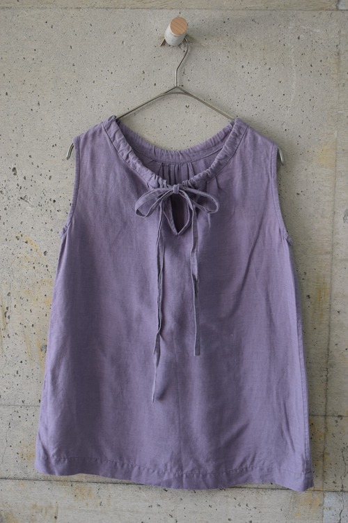 Ribbon detail linen top