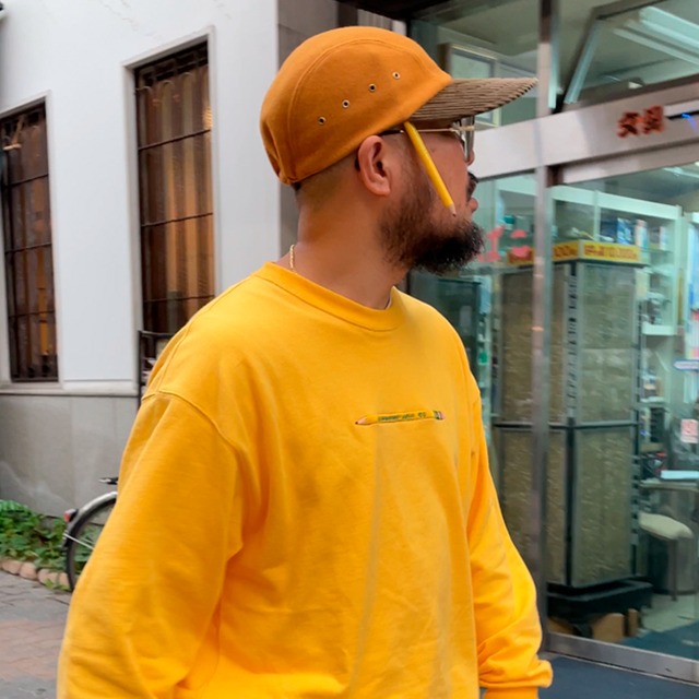 ALL GOOD STORE | My First AGS Pencil Crewneck Sweat Shirt / Honey Yellow