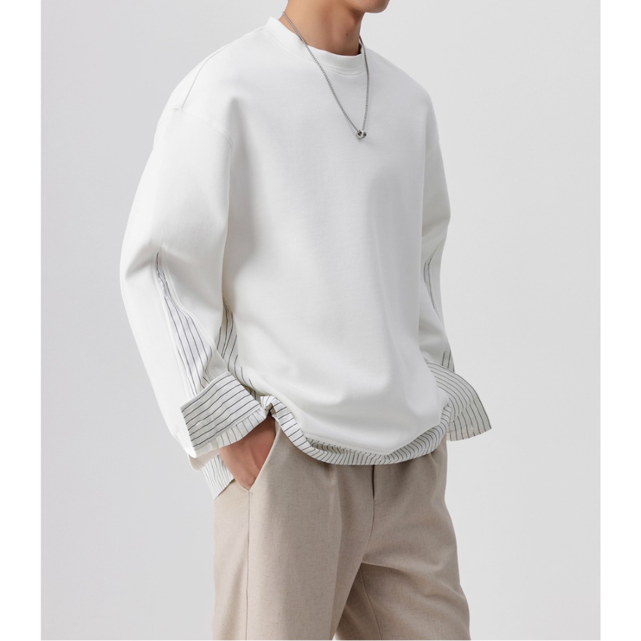 ストライプ柄 スウェットシャツ af0080