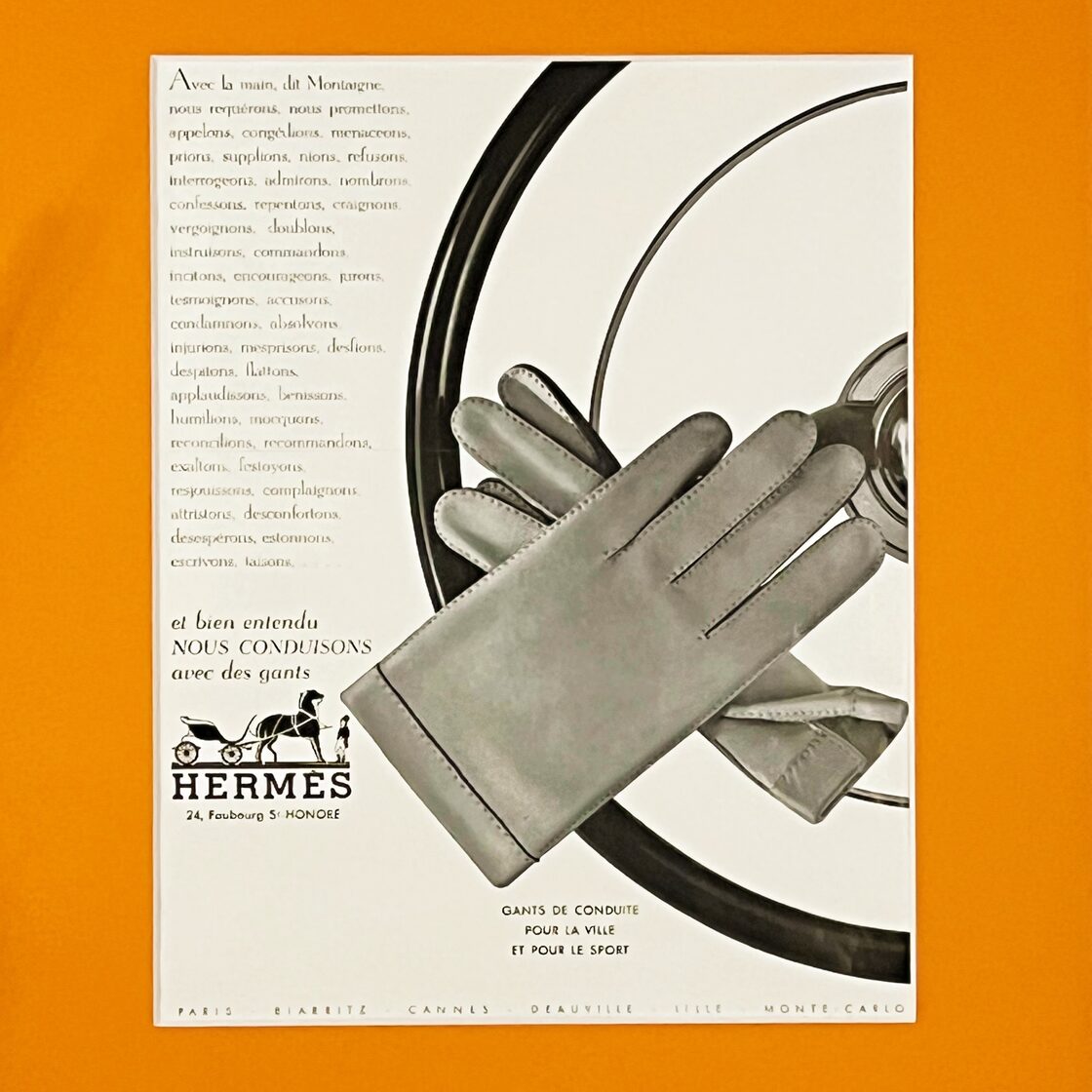 1956 広告＞ HERMES エルメス グローブ ポスター ヴィンテージ アート 