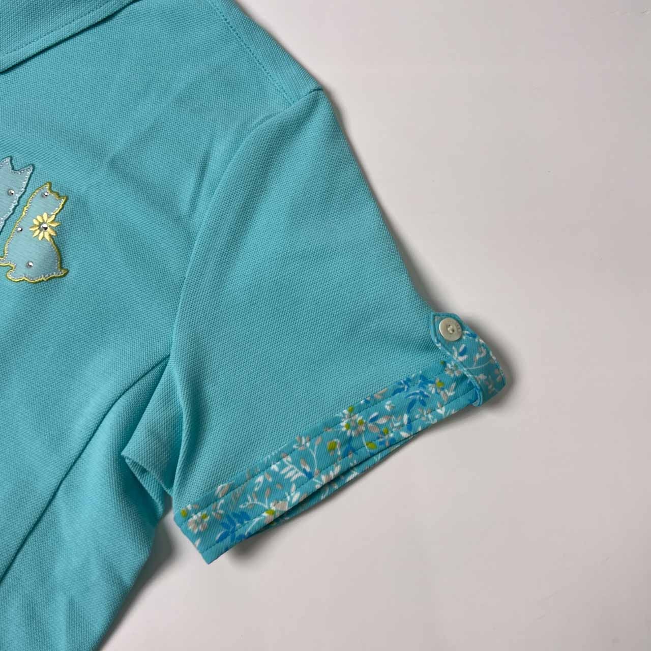 Black & White SPORT ブラックアンドホワイト ラインストーン 半袖 ポロシャツ 2/ブルー レディース ゴルフ