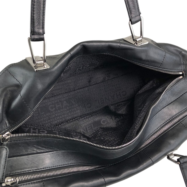 CHANEL シャネル ハンドバッグ ブラック チョコバー レザー ボストンバッグ vintage ヴィンテージ オールド 6gabx8