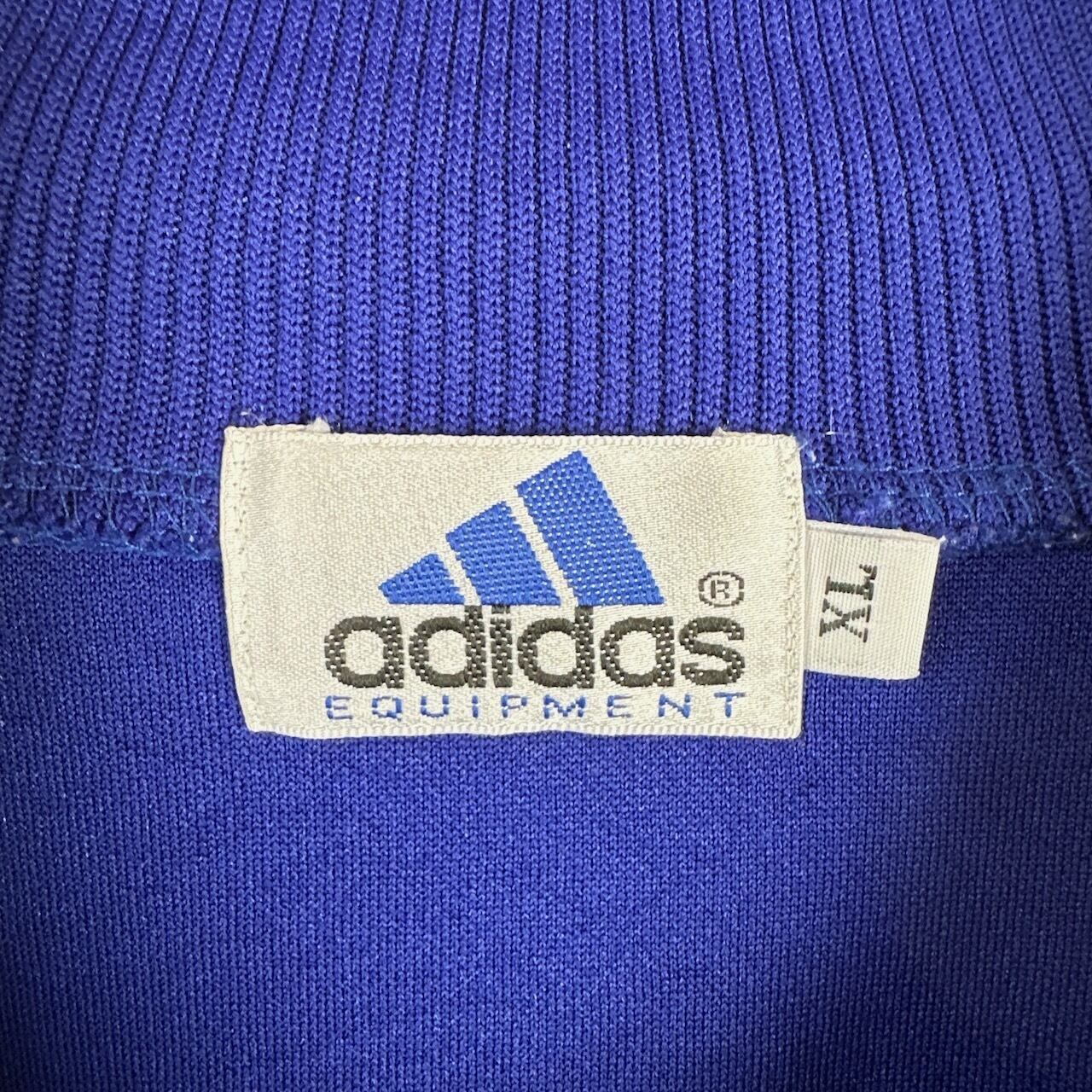 アディダス★未使用 トレフォイル刺繍 切替 トラックジャケット 青 XL アディダス 刺繍 袖ライン 切替 トラックジャケット ジャージ 紺 青