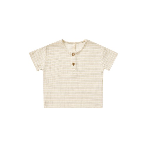 Quincy Mae(クインシーメイ) / 24ss HENLEY TOP / LEMON-STRIPE / 12-18M・18-24M・2-3Y・4-5Y