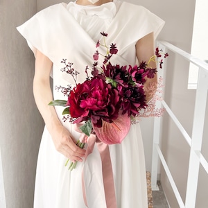 ３日以内発送＊アーティシャルフラワーブーケ　B308 和装　色打掛　白無垢　神前　結婚式　前撮り　リゾート婚　造花ブーケ