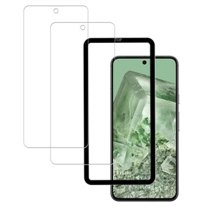 【新着特価】対応 Google Pixel 8 5G 用の ガラスフィルム （2枚入り）強化ガラス 液晶 保護フィルム 硬度9H 国産硝子素材 ガイド枠付き