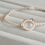 パステル三毛猫ブレスレット スターローズクォーツ　* マクラメ編み天然石アクセサリー