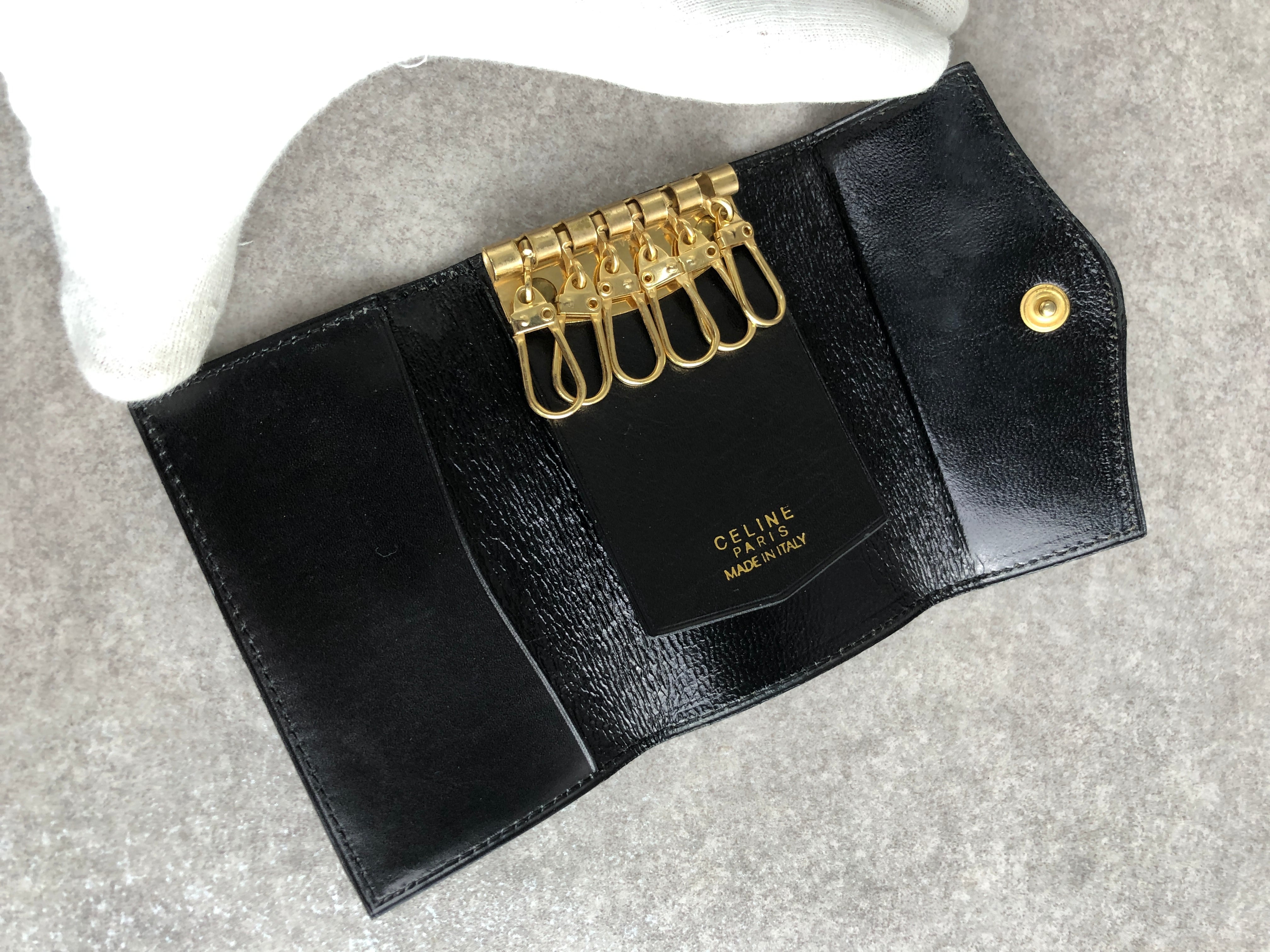 CELINE セリーヌ キーケース ブラック ホースキャリッジ レザー 6連