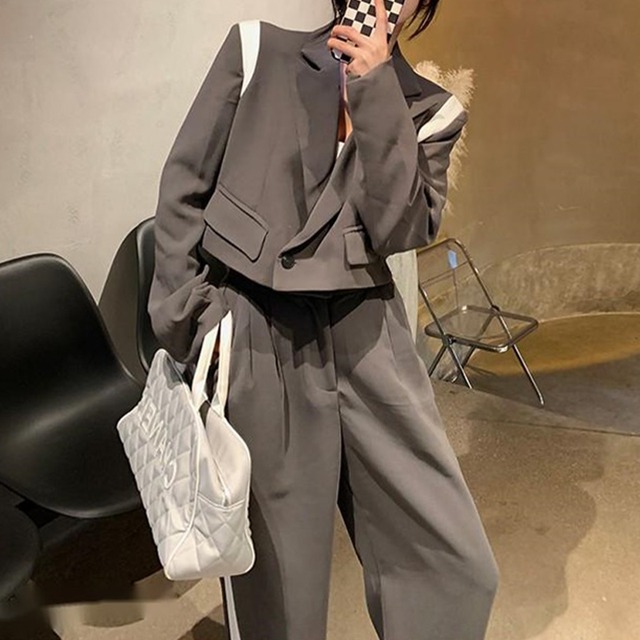 【即納商品】white line short jacket & pants　10456　グレージャケットLサイズ