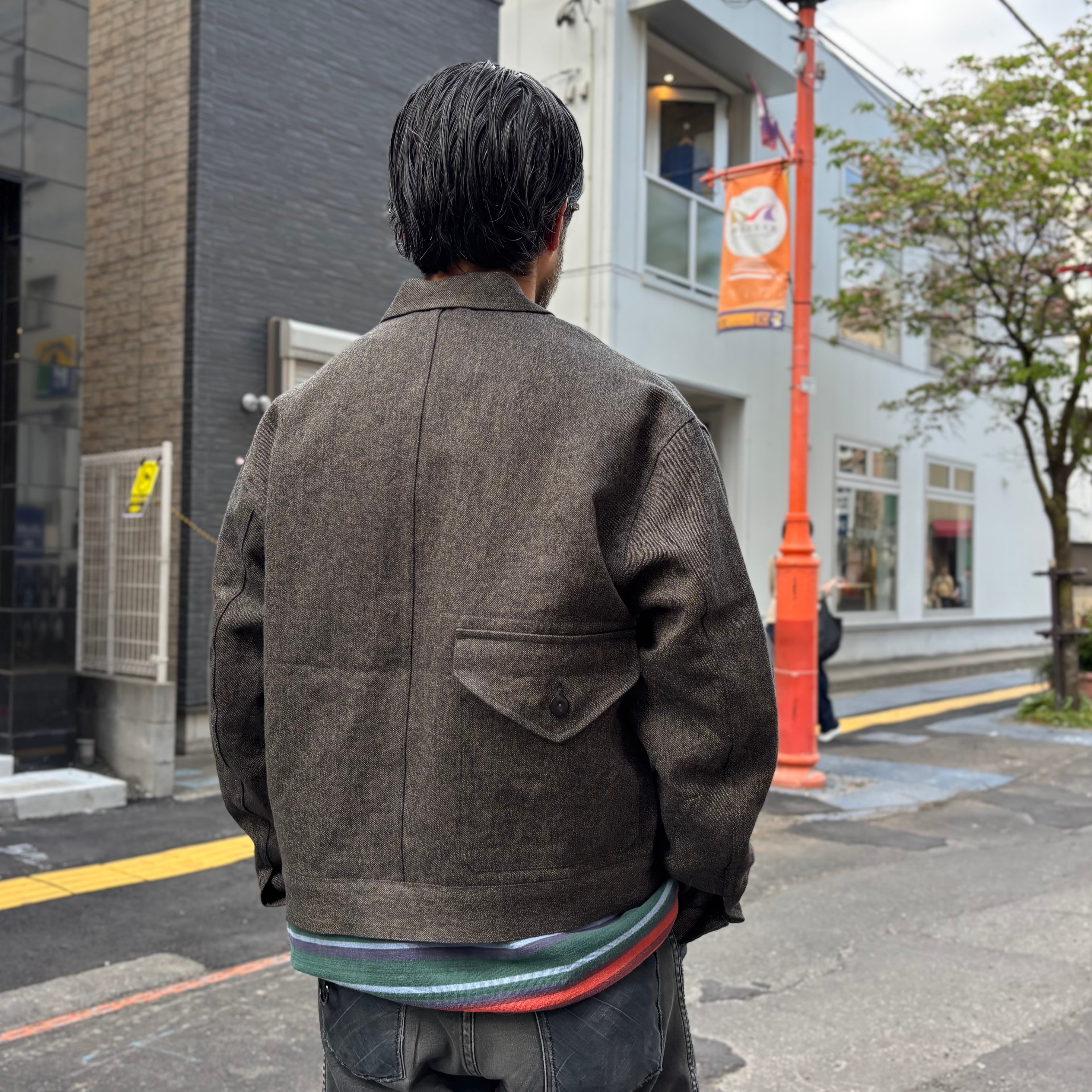 NIGEL CABOURN / FRENCH WORK JACKET - MIX BLACK CHAMBRAY
