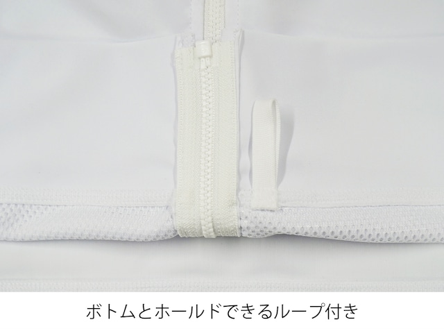 ウィメンズロングスリーブフルジップフーディッドラッシュ WHITE