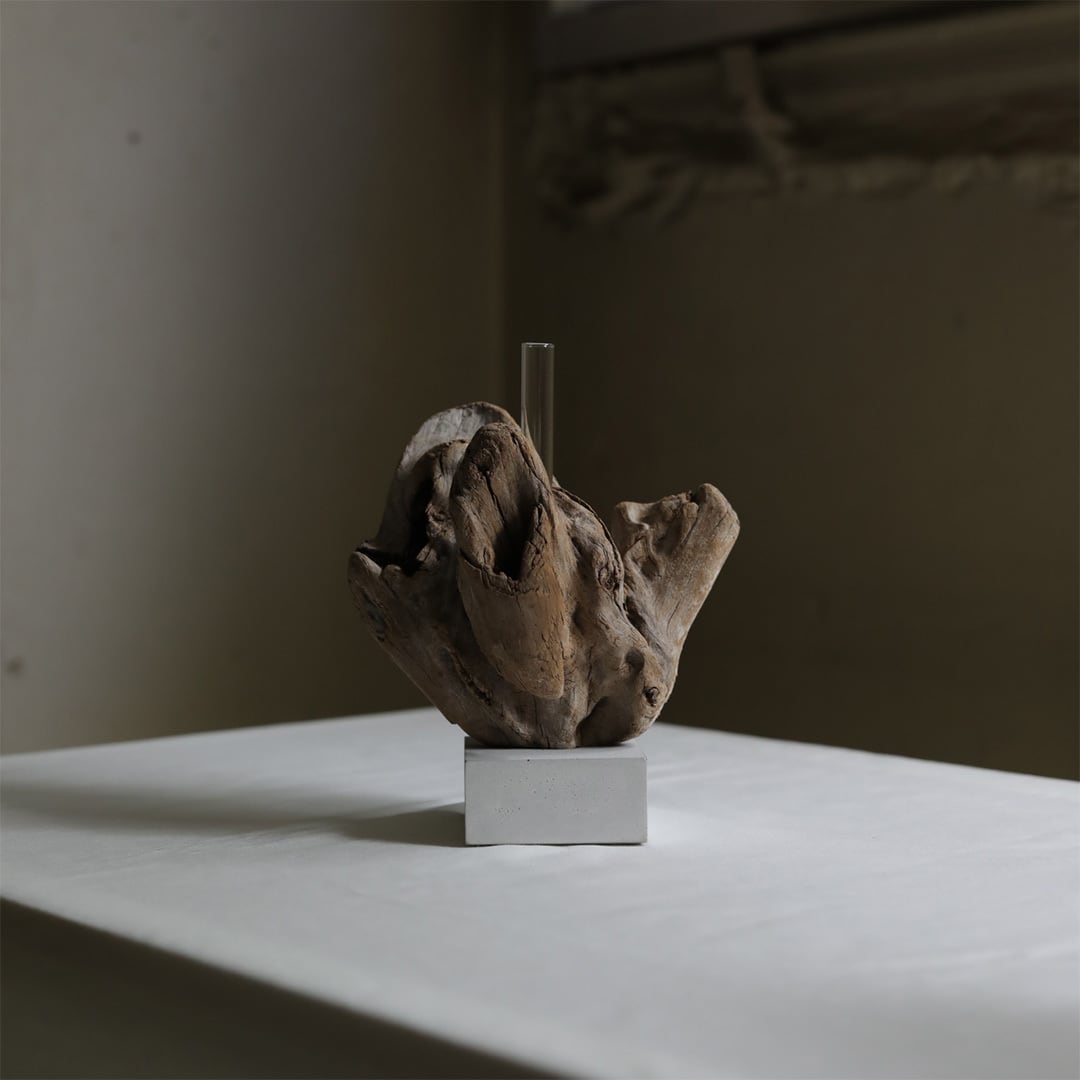 無銘・小径３０Φ リメイク品 saisei (再生) driftwood flower vase cement 無塗装 | FREEPARK
