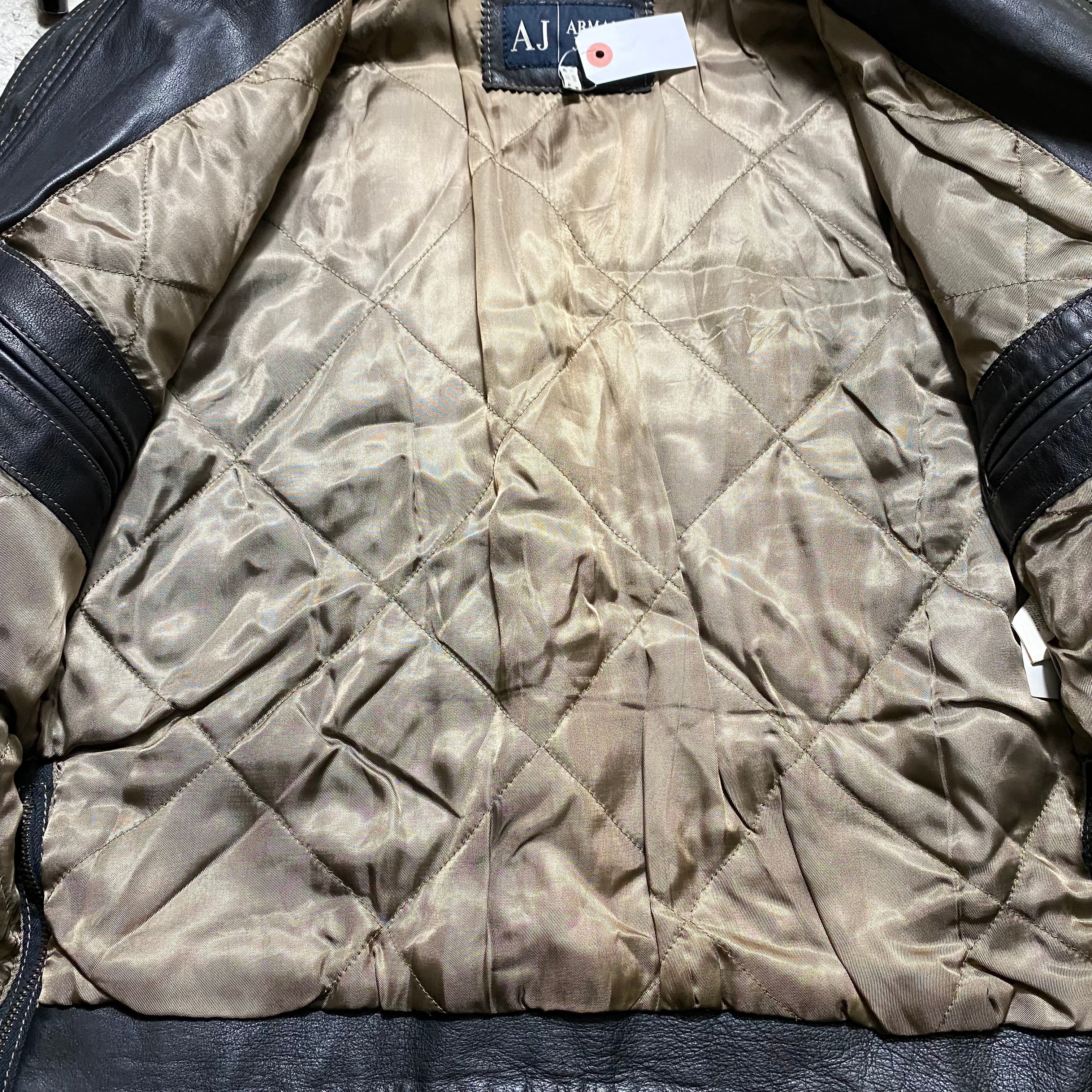 vintage ARMANI JEANS black single leather riders jacket | NOIR ONLINE
