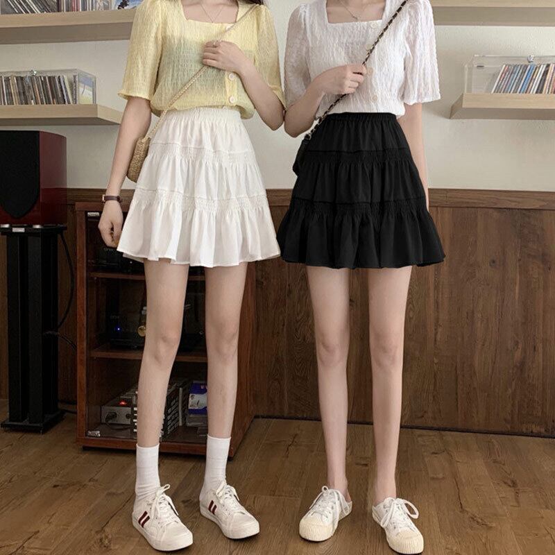 ハイウェストブラックスカート サマー薄手Aラインスリムショート 夏物 萌量不足80622492