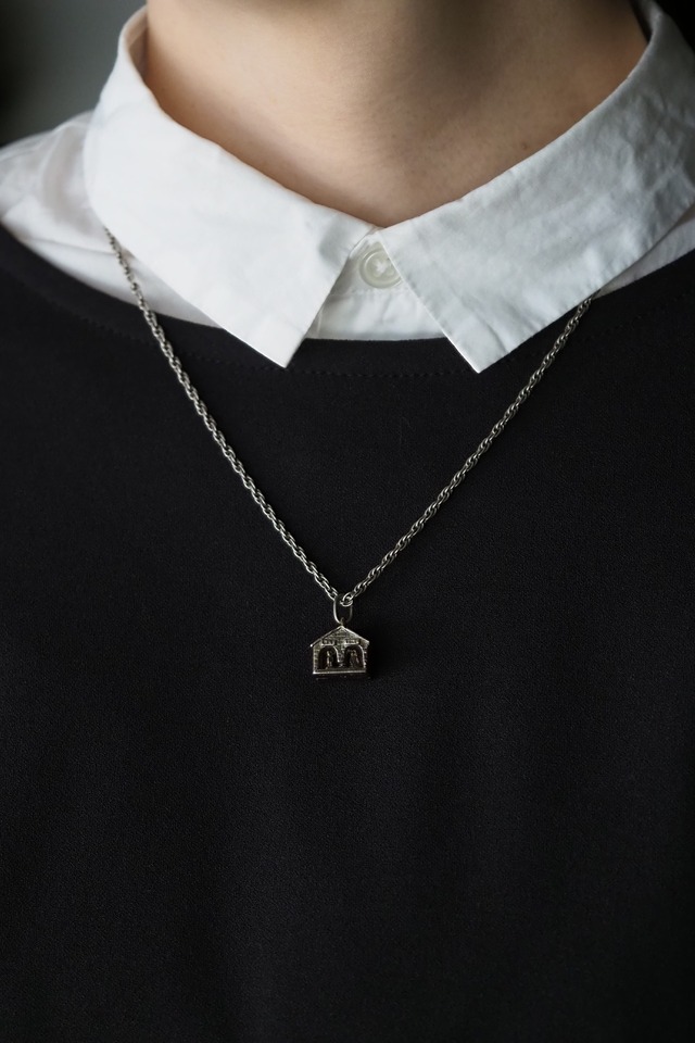 三角屋根モチーフのシルバーネックレス-vintage silver hall motif necklace