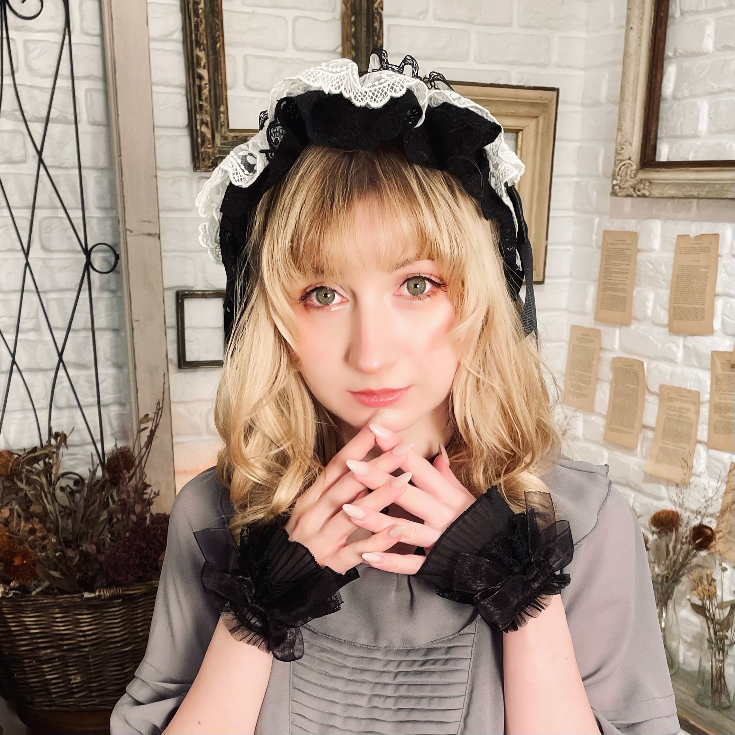 送料無料】Libraヘッドドレス（黒/黒白/黒赤/白/生成り) | Morun x