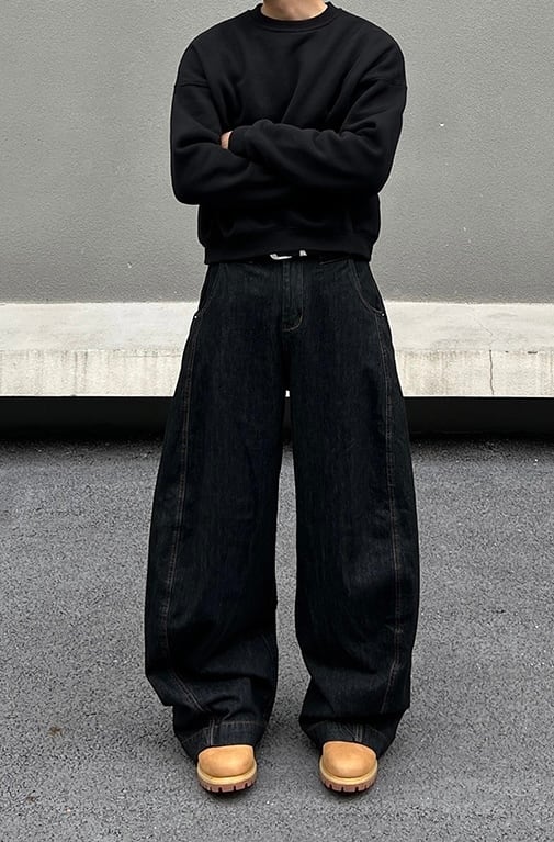 【お急ぎ発送】カーブドワイドデニム(D00024)