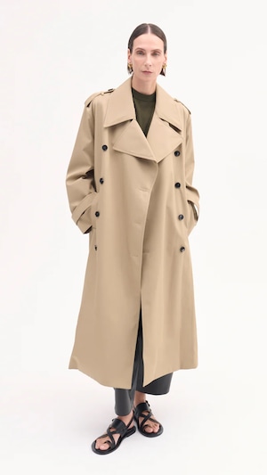 CO -OVERSIZED TRENCH in Cotton Twill- : CAMEL,