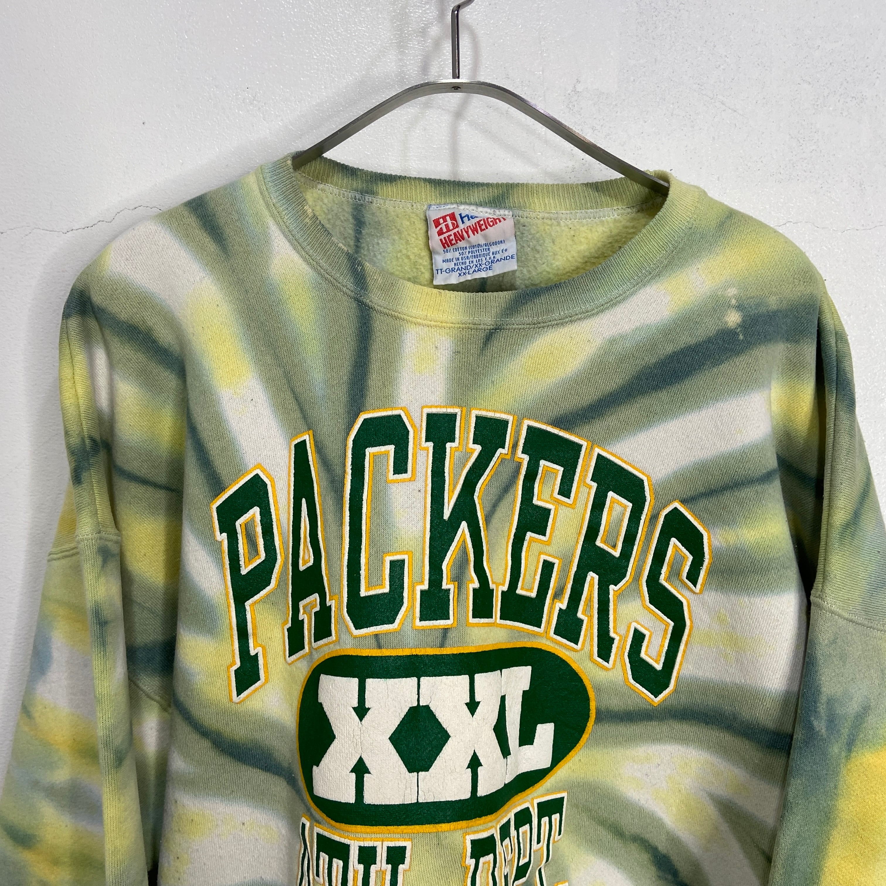 90s USA製 NFL パッカーズ 刺繍ロゴ スウェット L ライトグレー 