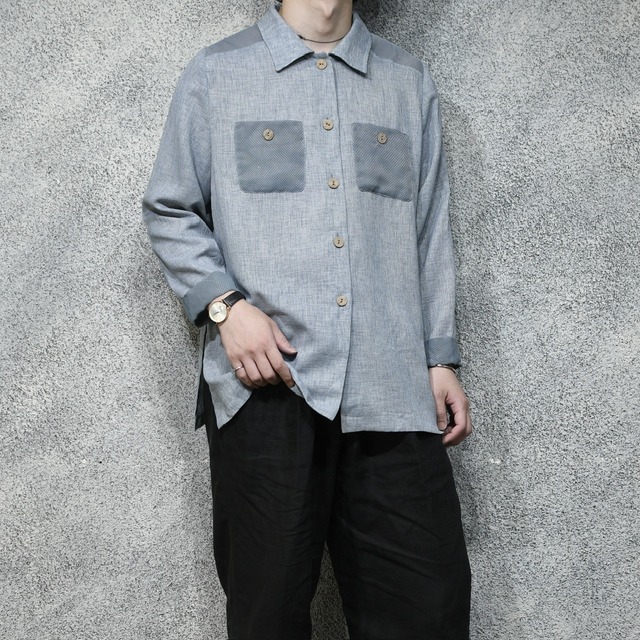 switching design sheer shirt