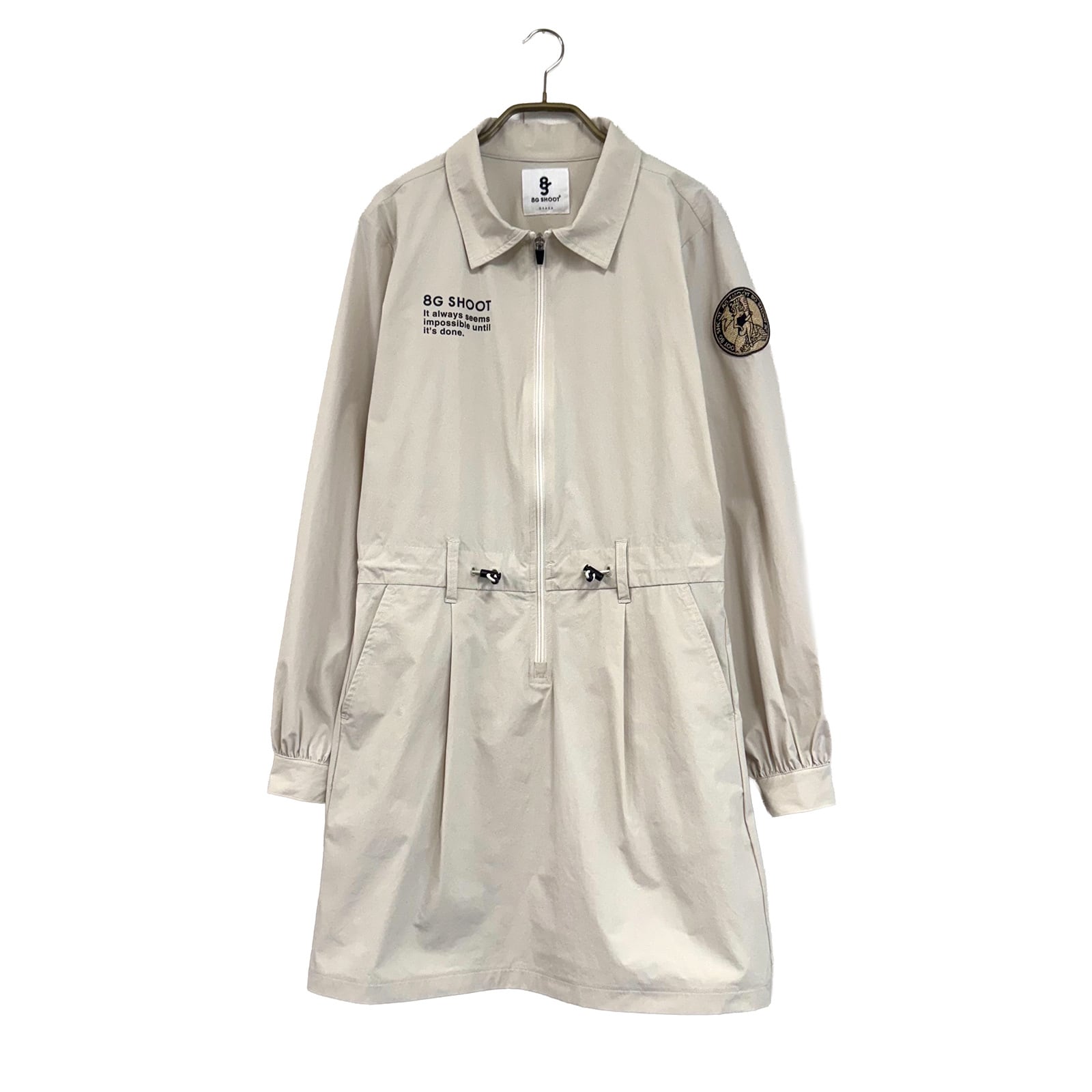 【WOMEN'S】8G POLO COLLAR DRESS -IVORY-